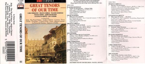 Carlo Bergonzi, Franco Corelli, Placido Domingo, Nicolai Gedda, James McCracken, Luciano Pavarotti, Jon Vickers - Great Tenors Of Today