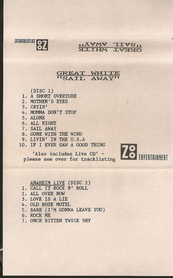 Great White - Sail Away + Anaheim Live